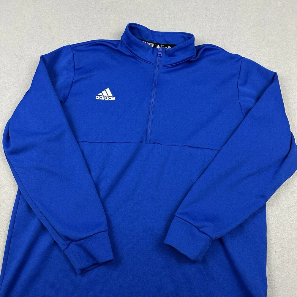 Adidas Sweater Men 2XL Blue Solid 1/4 Zip Golf Pullover Collar Golfer XXL